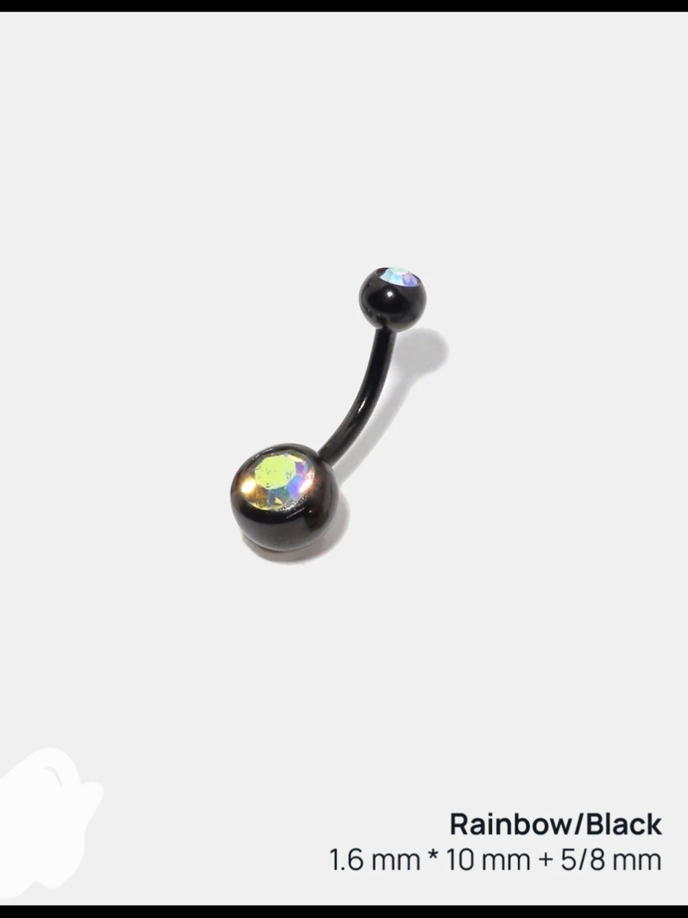 Black Belly Button Ring with Rainbow Gem BNIB
